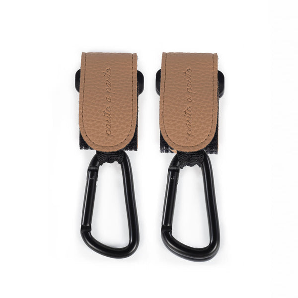 Lot de 2 crochets pour poussette Icon Caramel – Similicuir élégant et résistant