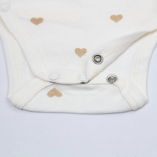 Lot de 2 bodies bébé Cœurs – Marron glacé & écru TROIS KILOS SEPT