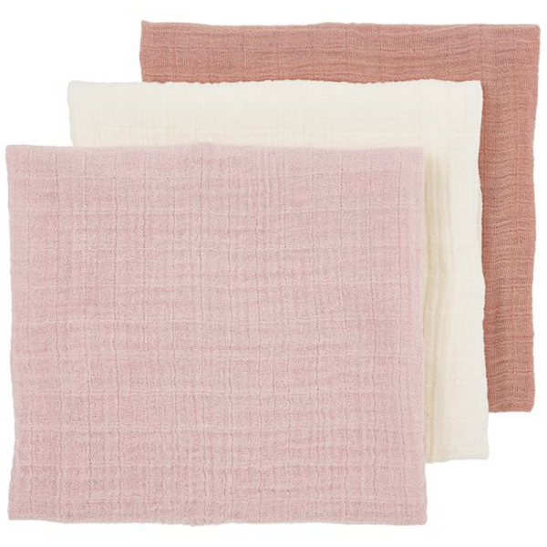 Lot de 3 langes nuances de rose 70x70cm