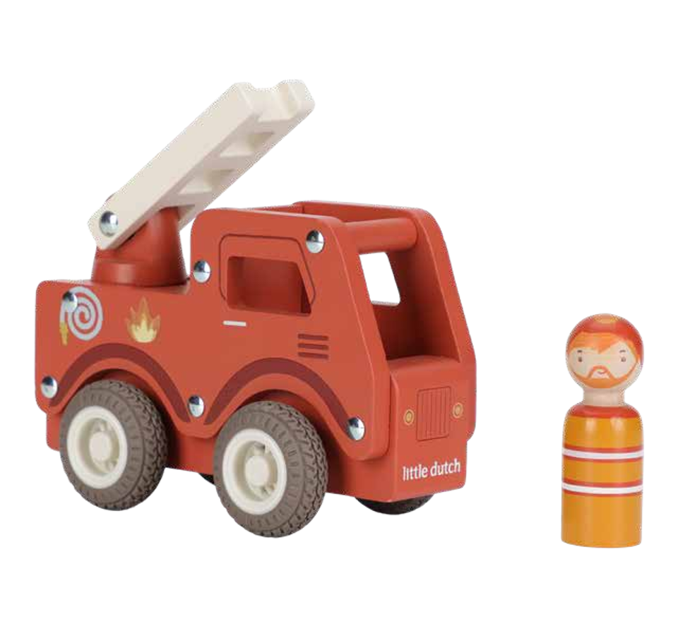 Camion de pompiers en bois FSC – Jouet d’éveil et jeu de rôle LITTLE DUTCH
