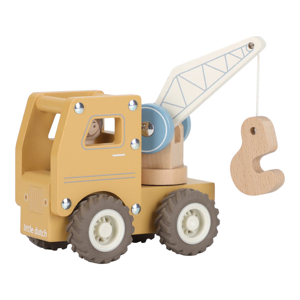 Camion-grue en bois FSC – Jouet de construction et d’éveil LITTLE DUTCH
