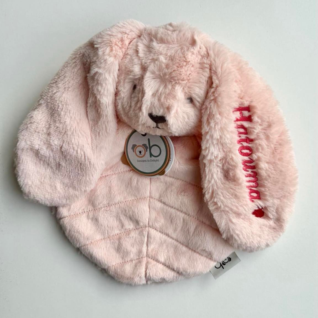 Doudou plat lapin 30 cm – Rose