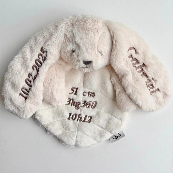 Doudou plat lapin 30 cm  – Crème