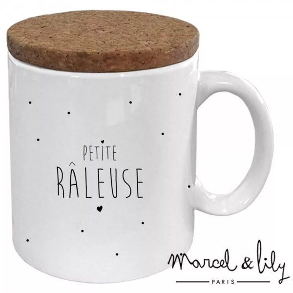Mug "Petite râleuse" avec son couvercle en liège Marcel & Lily