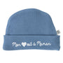 Bonnet naissance pur coton “Mon cœur est à maman”, doux et confortable. Forme turban tendance, taille unique pour bébé, lavable en machine. Cadeau parfait maternité.