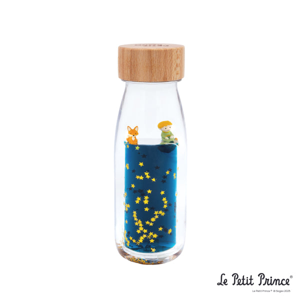 Bouteille sensorielle bébé inspirée du Petit Prince. Jouet d’éveil apaisant pour stimuler la curiosité et l’observation.