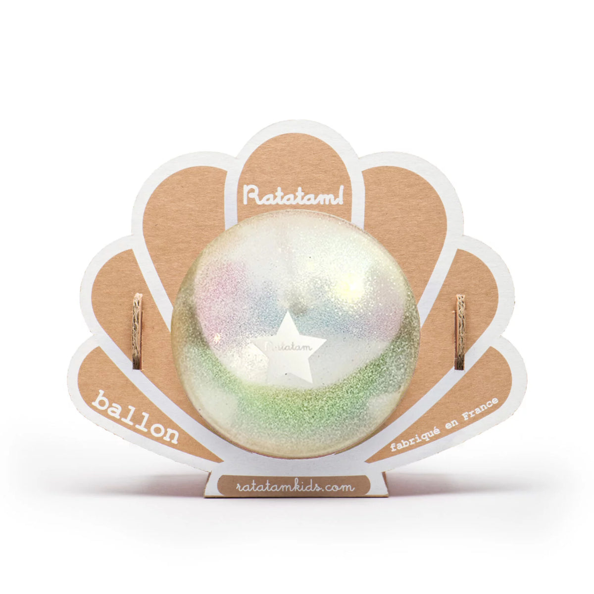 Ballon bébé coquillage 10 cm – jouet enfant Made in France blanc