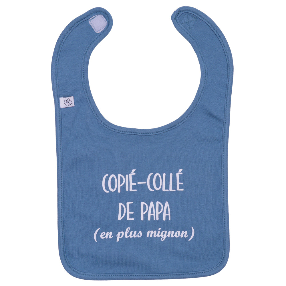 Bavoir “Copié-Collé de Papa…” pierre bleue BB & CO