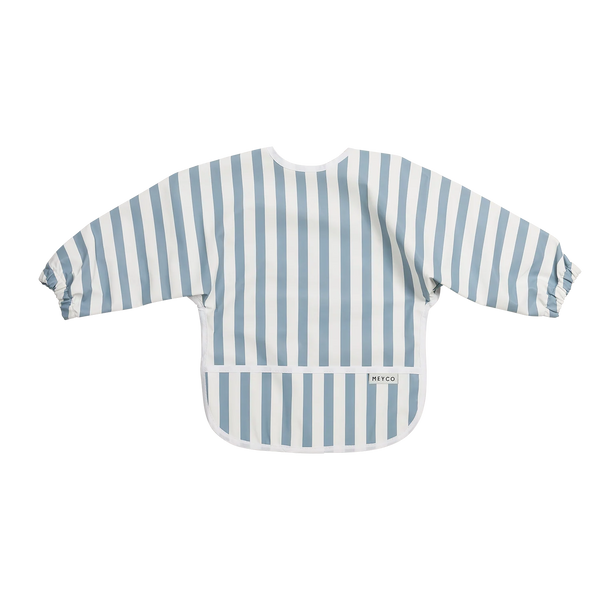 Bavoir à Manches Longues Fat Stripe Jeans Blue – Meyco Baby 💙 MEYCO BABY