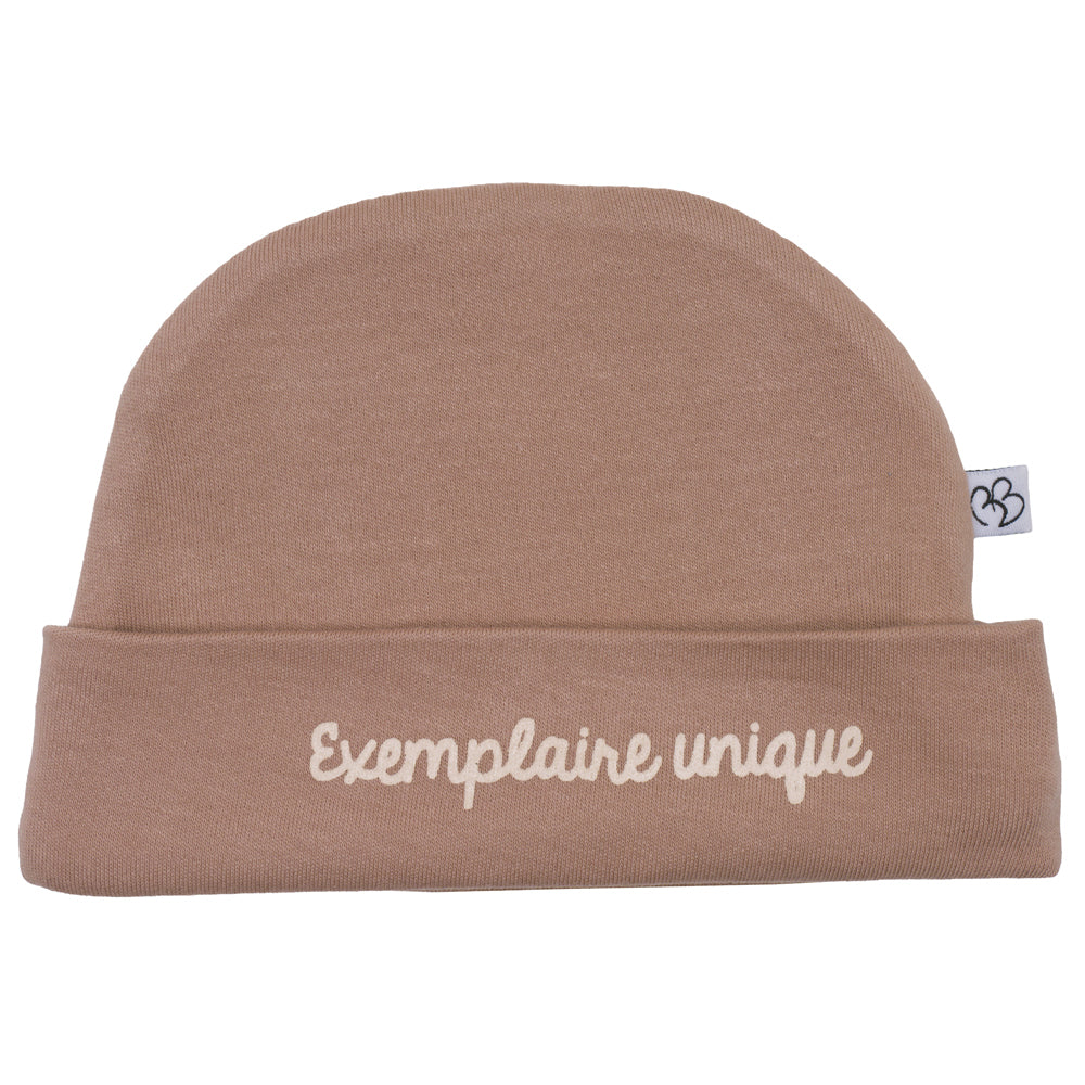 Bonnet Naissance bébé “Exemplaire unique” Mocha BB & CO