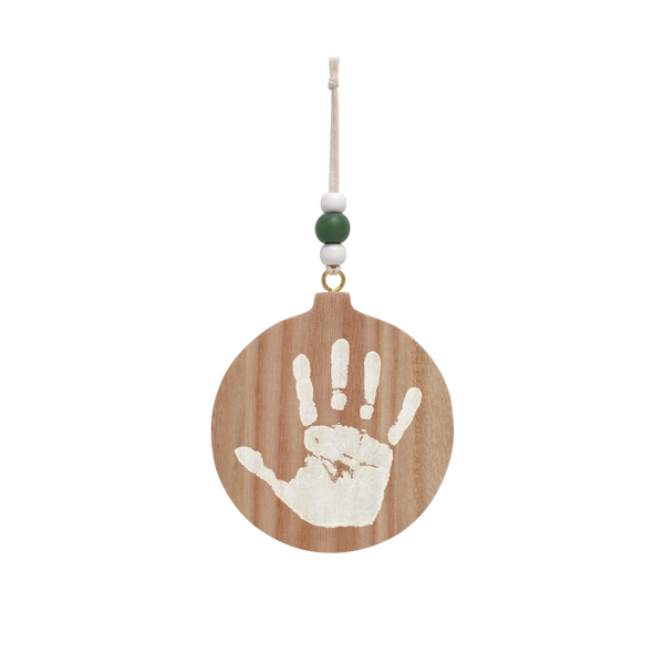 Boule de Noël empreinte bébé – Bois naturel petit artichaud