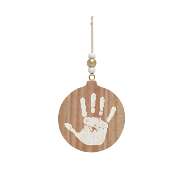 Boule de Noël empreinte bébé – Bois naturel petit artichaud