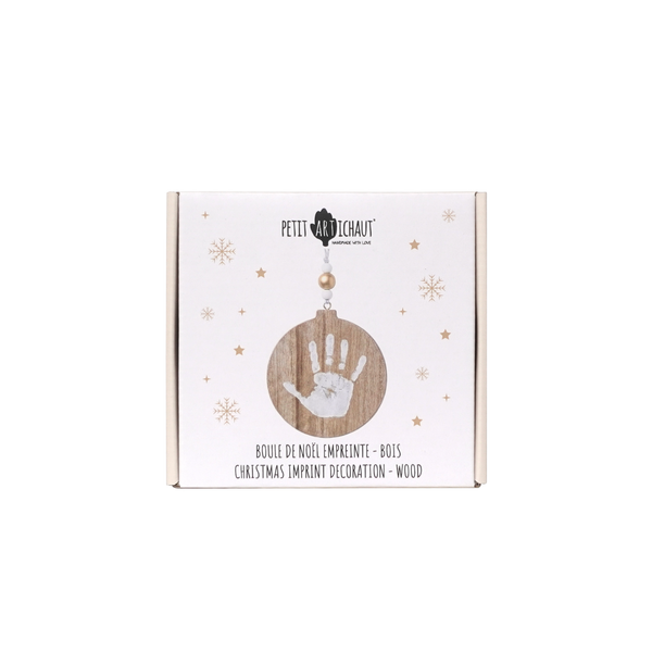 Boule de Noël empreinte bébé – Bois naturel petit artichaud