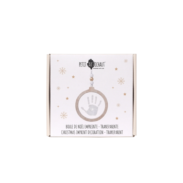 Boule de Noël empreinte bébé – Transparente petit artichaud