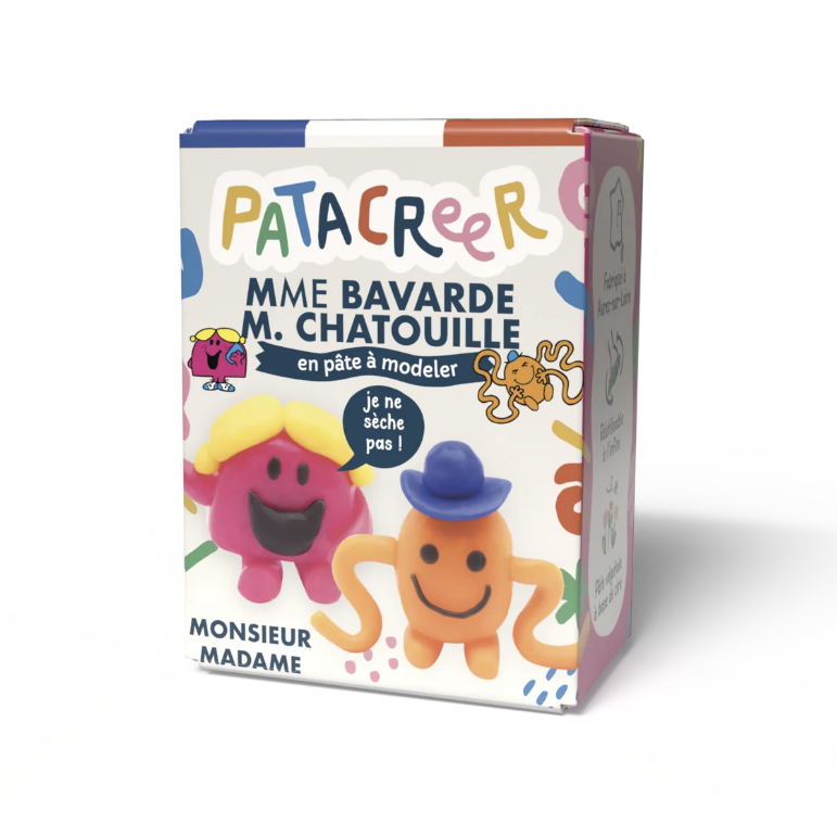 Kit à fabriquer MmeBAVARDE & MrCHATOUILLE en pâte à modeler patacreer