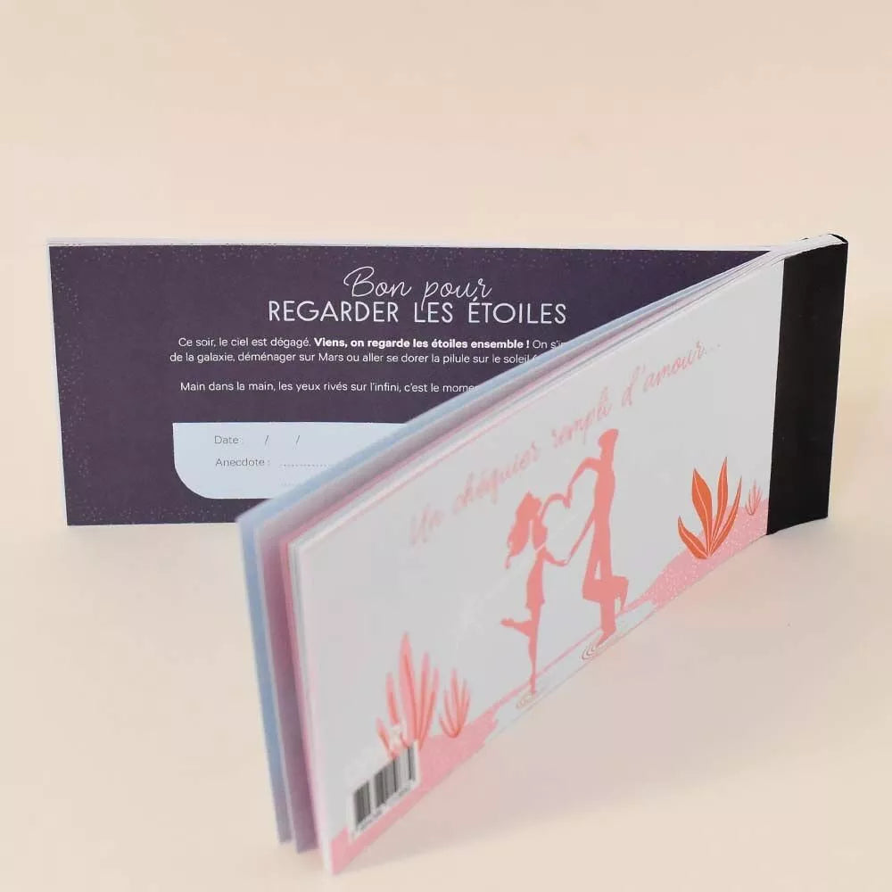 Carnet de Bons Chéquier Romantique Petits Moments à Deux OPARI
