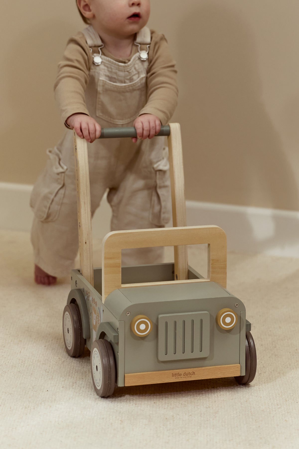 Chariot voiture de safari en bois vert Safari Friends – rangement jouets enfant