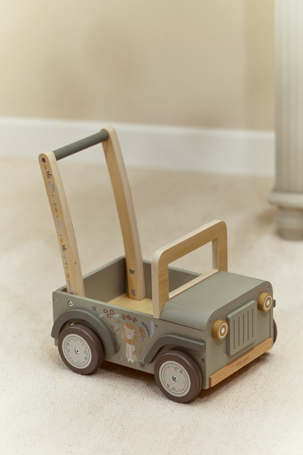Chariot voiture de safari en bois vert Safari Friends – rangement jouets enfant