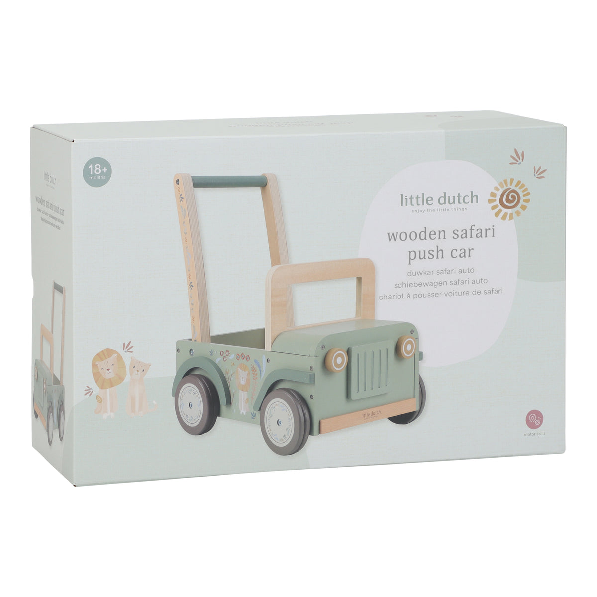 Chariot voiture de safari en bois vert Safari Friends – rangement jouets enfant