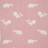 Couverture bébé mousseline matelassée – baleine rose en relief LA MARRAINE