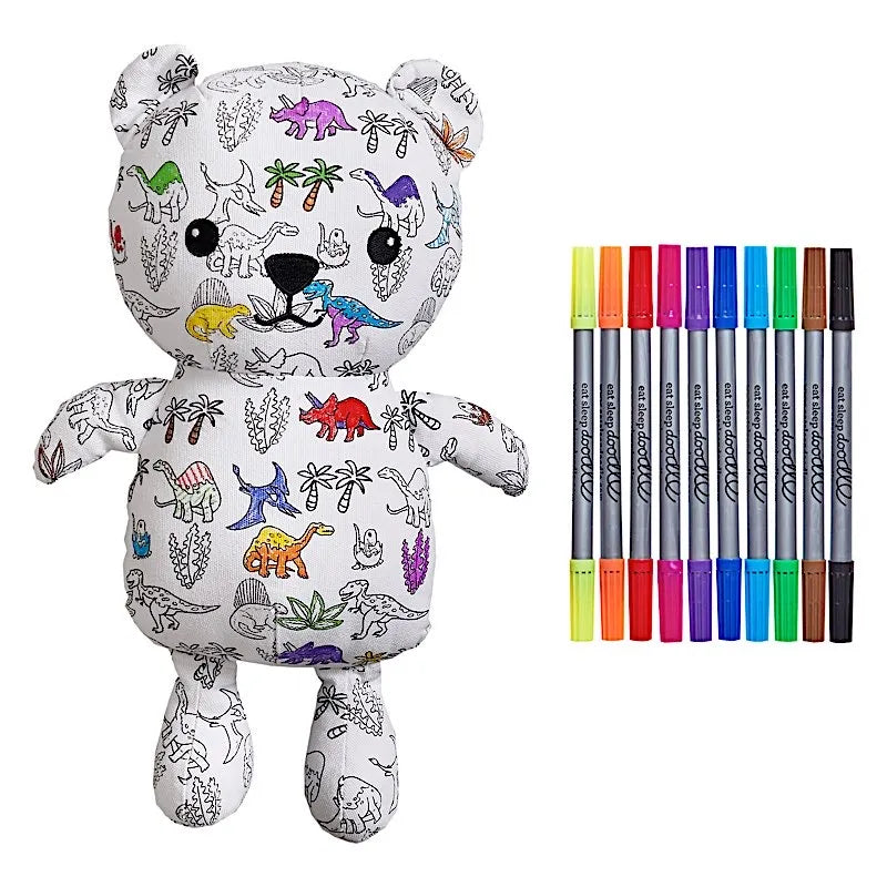 Stimulez la créativité de votre enfant avec l’ours en peluche à colorier EatSleepDoodle 🧸. Feutres lavables inclus, tissu doux, personnalisable et réutilisable à l’infini !
