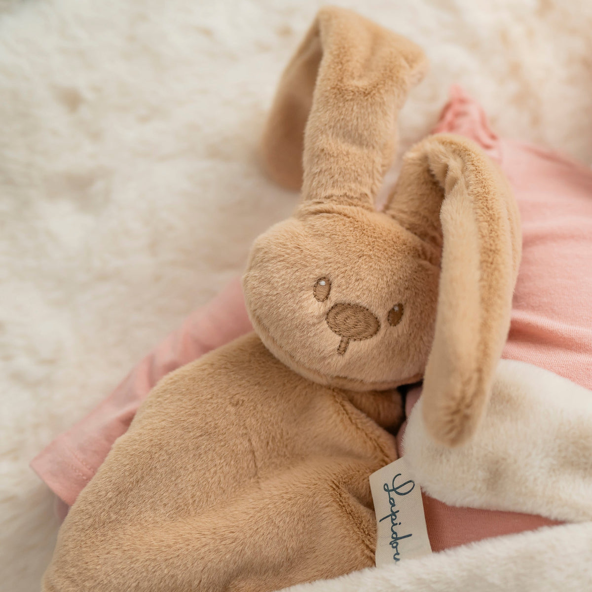 Doudou lapin bébé 27x27 cm – Doudou beige chaud dès la naissance NATTOU
