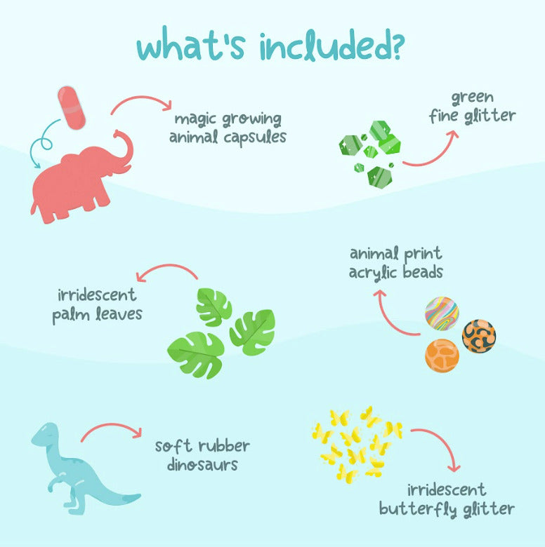 Fun Fillers Safari : accessoires sensoriels à thème pour bacs sensoriels et Sensory Play Jar®. Dès 3 ans pour éveil et créativité.