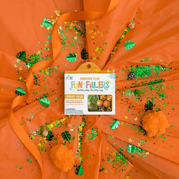 Fun Fillers Safari : accessoires sensoriels à thème pour bacs sensoriels et Sensory Play Jar®. Dès 3 ans pour éveil et créativité.