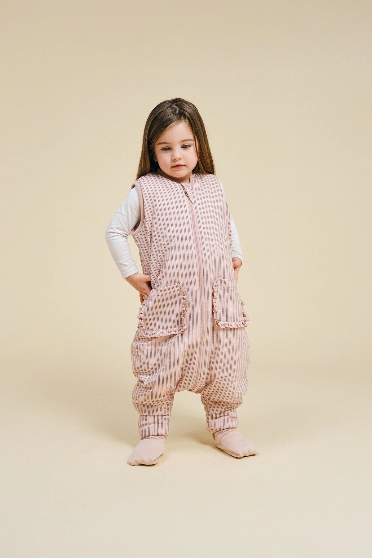 Gigoteuse à pieds avec chaussettes antidérapantes Navy & Pink Stripes – TOG 2.5