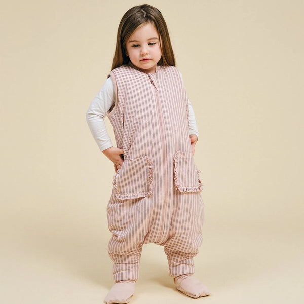 Gigoteuse à pieds avec chaussettes antidérapantes Navy & Pink Stripes – TOG 2.5