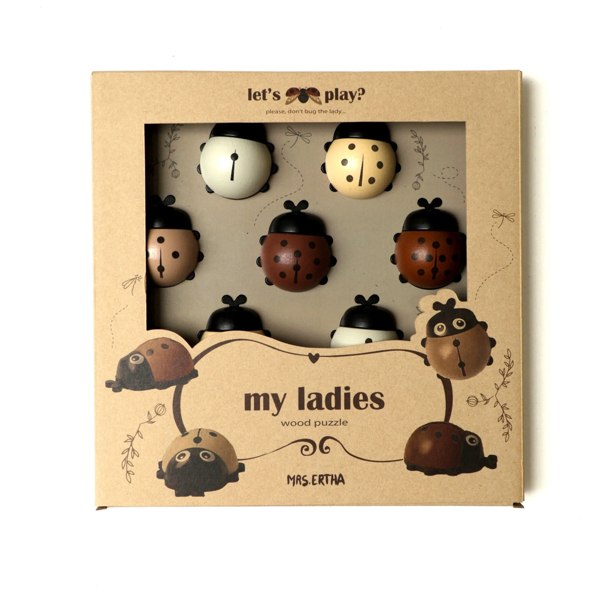 Découvrez Mes Dames 🐞, un puzzle Montessori en bois pour développer motricité, reconnaissance des formes et premiers chiffres dès 3 ans.