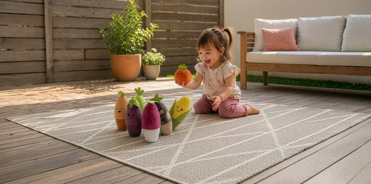 Set de Bowling Potager – Un adorable jeu de quilles en tissu pour bébé 🍅🥕 LITTLE BIG FRIENDS