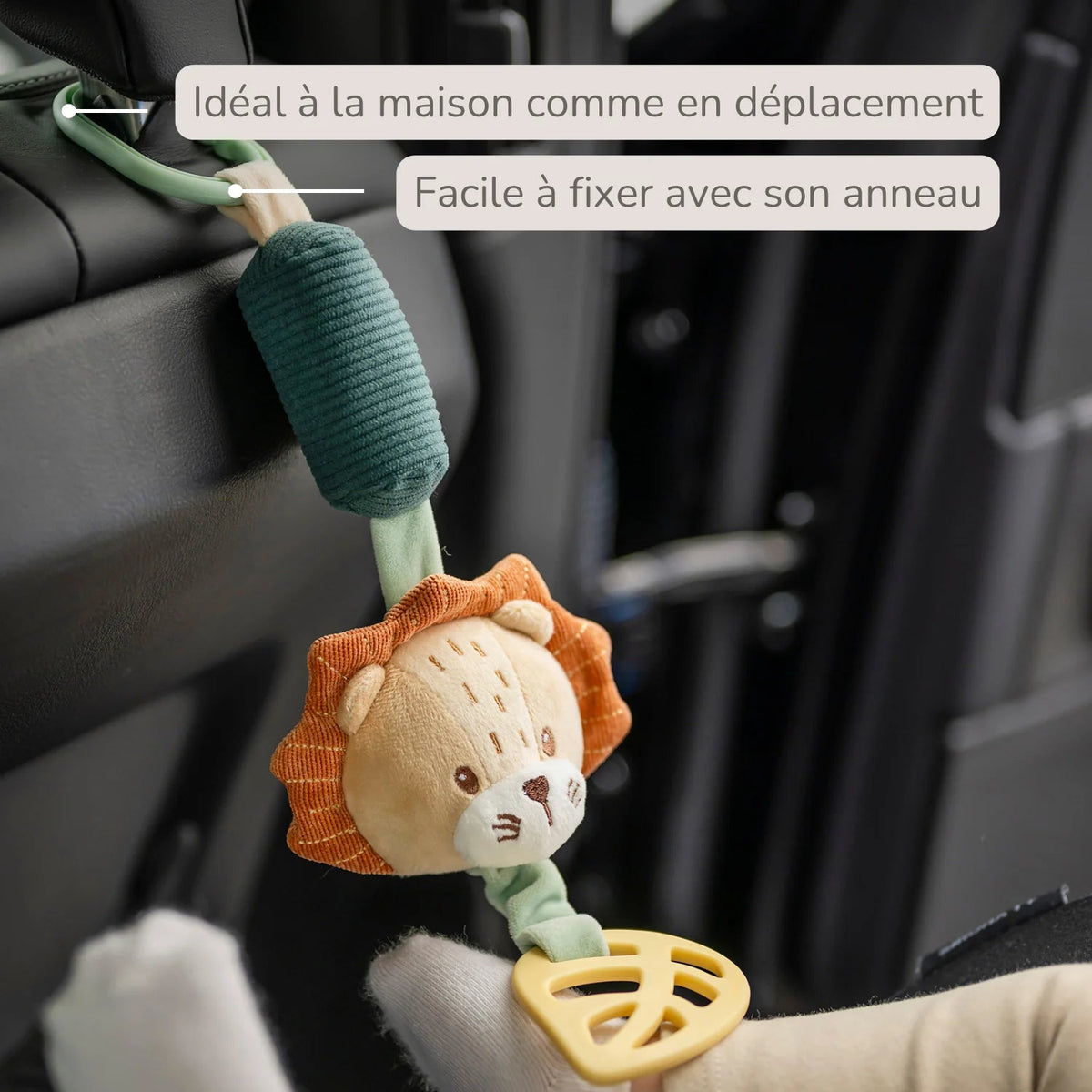 Jouet d'éveil sonore Lion Léon 28 cm – Nattou – Hochet à suspendre multicolore 🦁 NATTOU