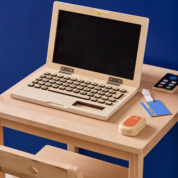 Kit travail au bureau ordinateur en bois – jeu d’imitation dès 3 ans