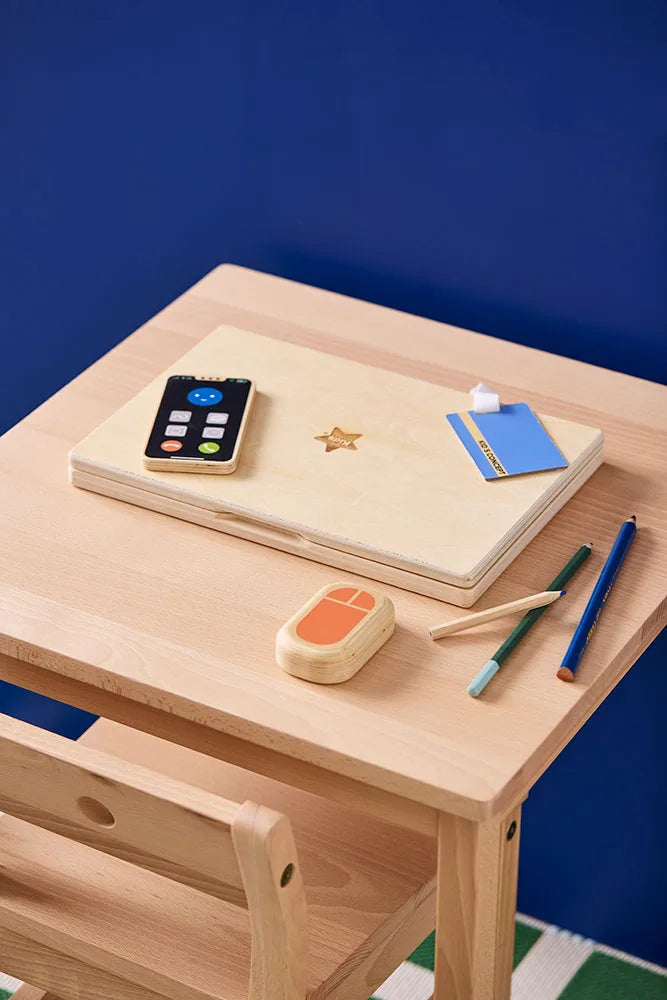 Kit travail au bureau ordinateur en bois – jeu d’imitation dès 3 ans