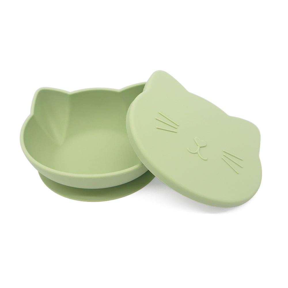 Bol chat ventouse et couvercle olive