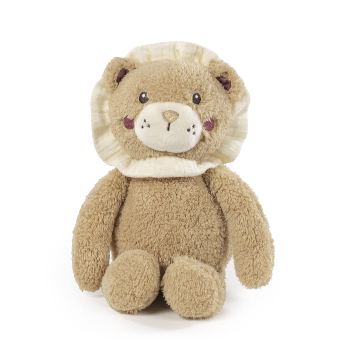 Lion en peluche bébé dès la naissance (30 cm). Doudou doux, détails brodés, sans petites pièces. Conforme EN-71.