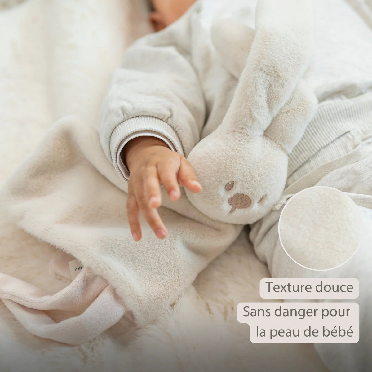 Doudou lapin bébé 27x27 cm – Doudou sable dès la naissance NATTOU