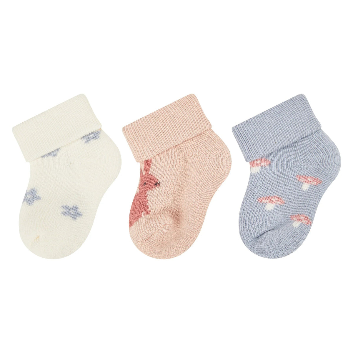 Lot de 3 paires de chaussettes bébé Lapin – Fleurs, lapin & champignon – 0/4 mois STERNTALER