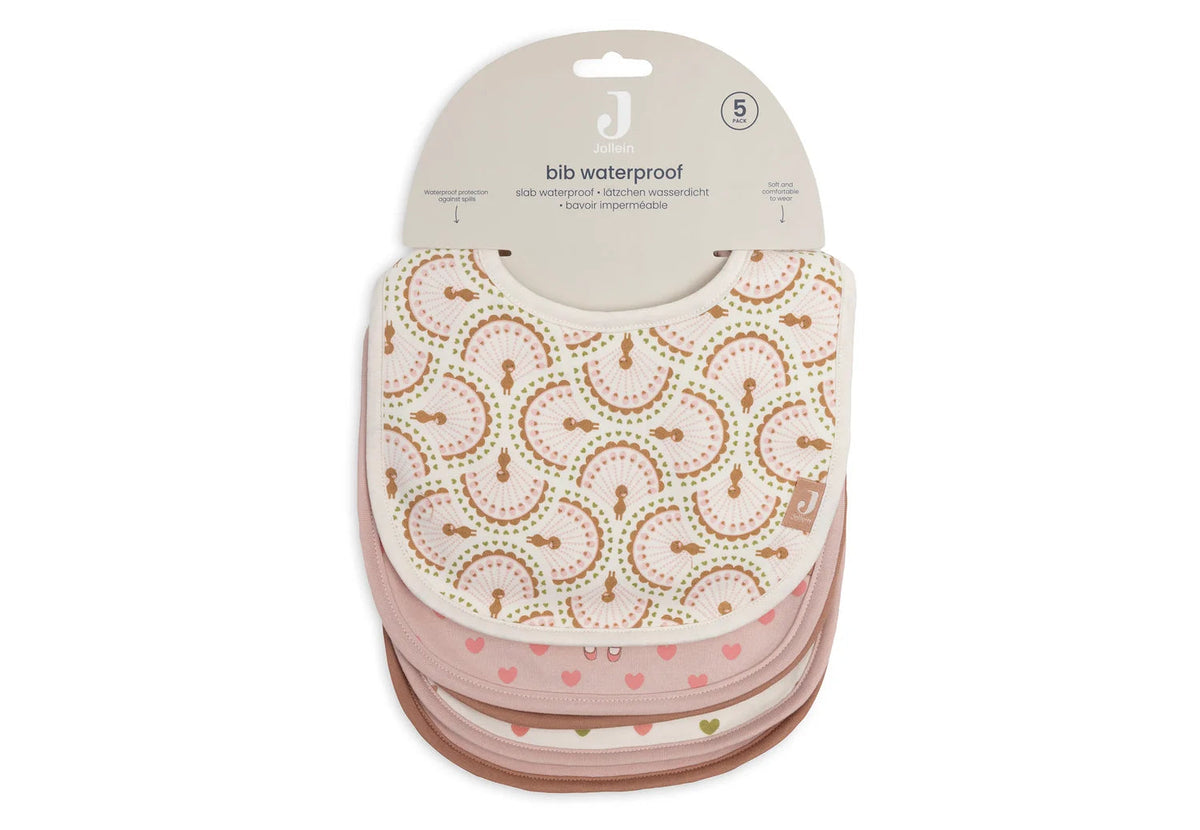 Lot de 5 bavoirs imperméables Soft Plumes – Dès la naissance JOLLEIN