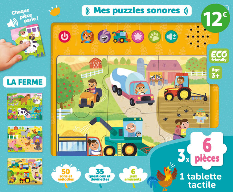 Mes puzzles sonores - La ferme 1 2 3 SOLEIL