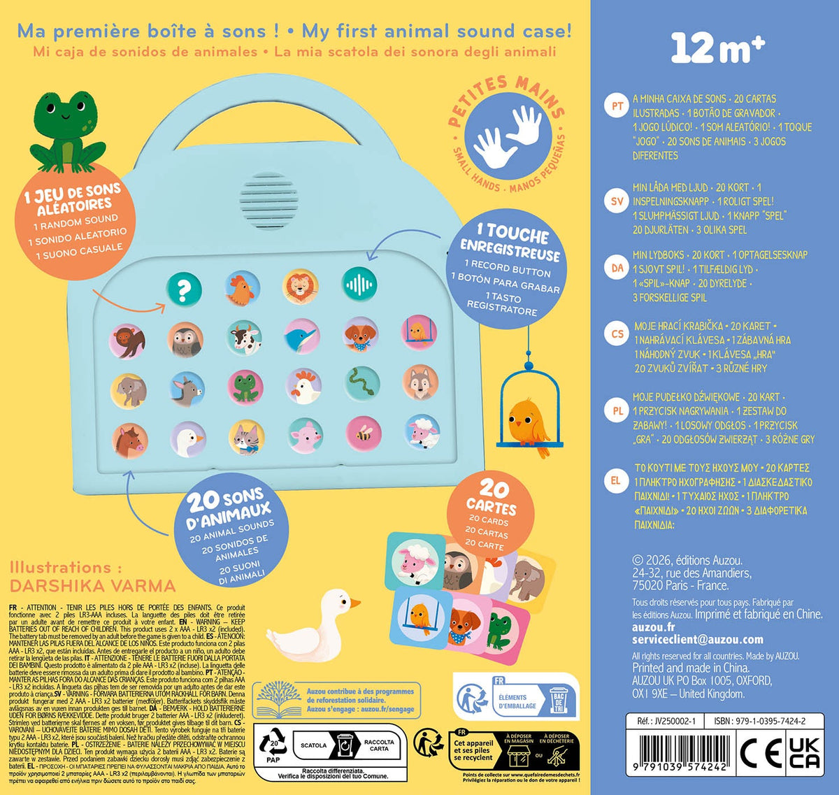 Ma Boîte à Sons – Jeu Sonore Interactif 20 Cris d'Animaux dès 1 An AUZOU