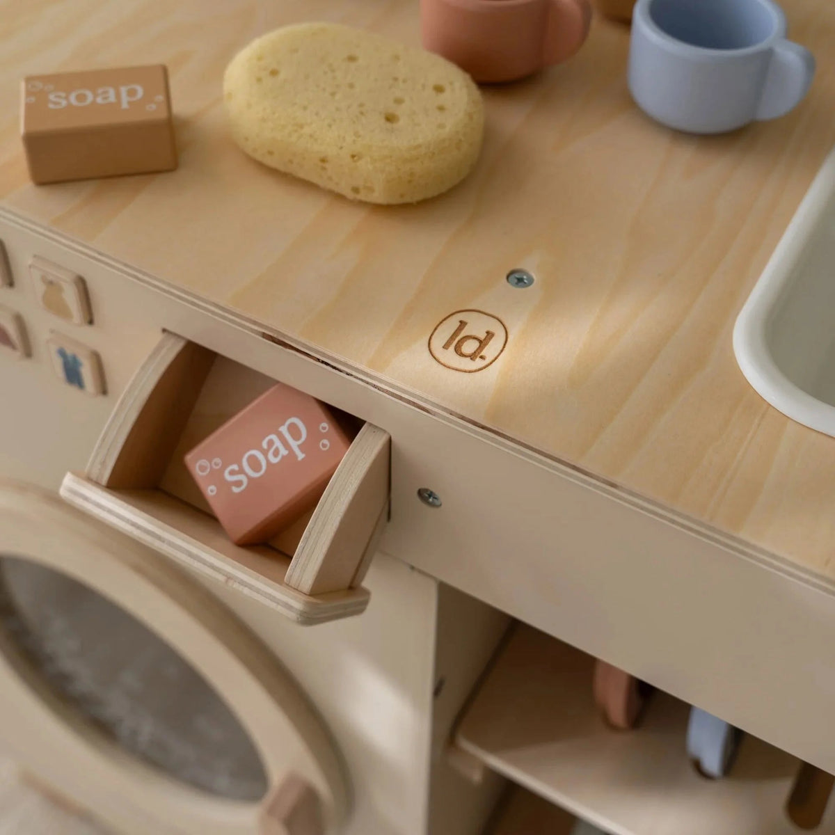 Machine à laver en bois FSC avec évier – Édition limitée 🧺 LITTLE DUTCH