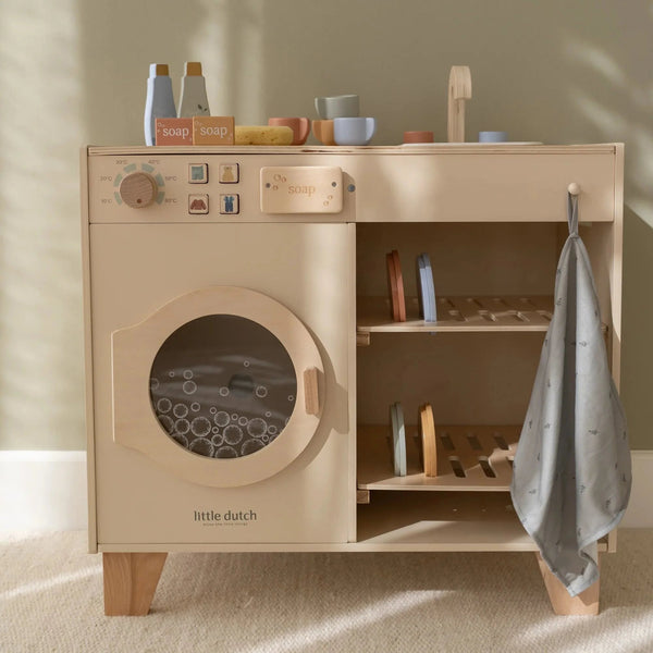 Machine à laver en bois FSC avec évier – Édition limitée 🧺 LITTLE DUTCH