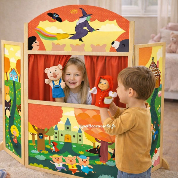 Théâtre de marionnettes en bois enfant – Les Contes