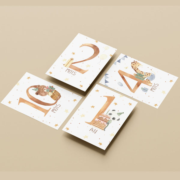 Cartes étapes mes 12 premiers mois étoilés