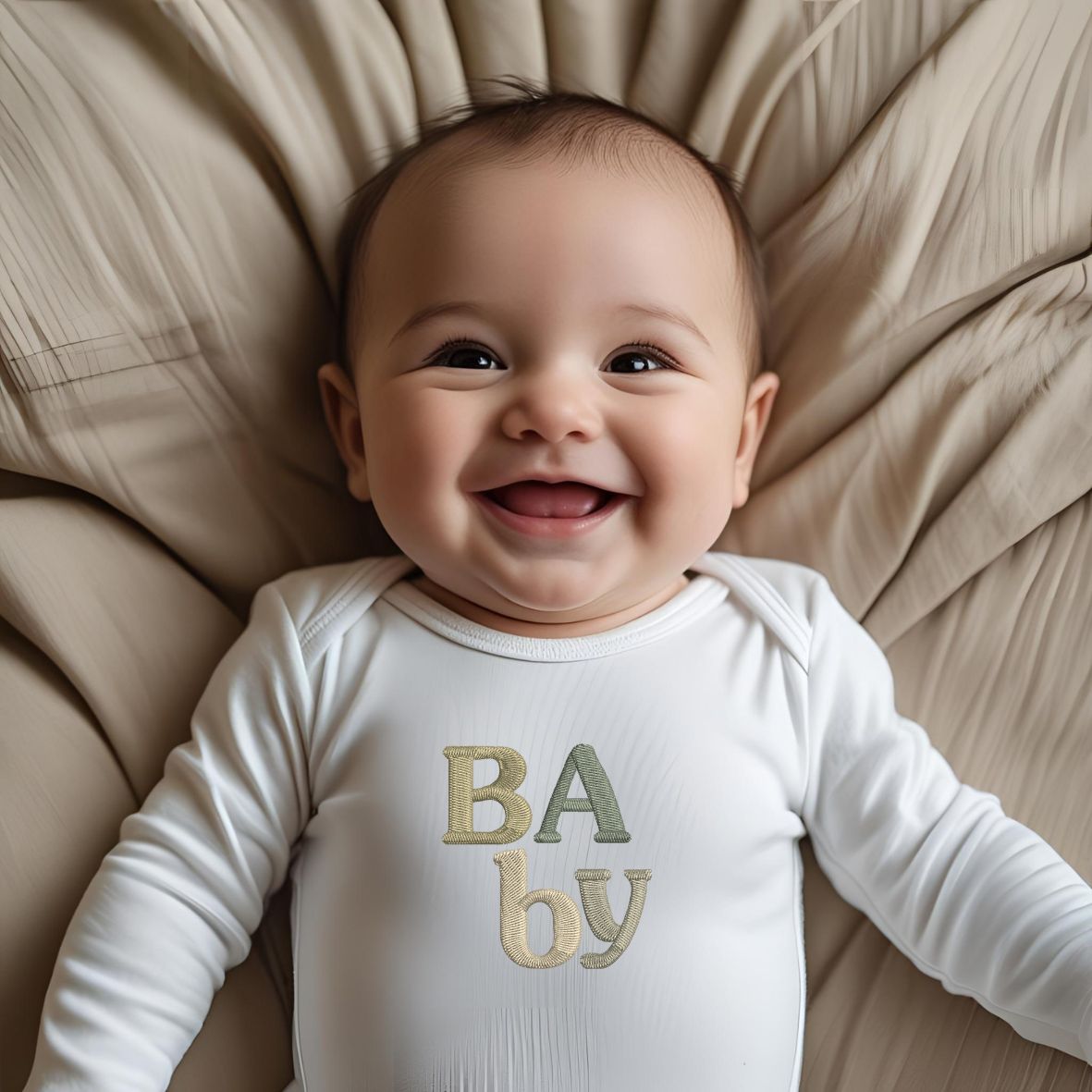 Bodie bébé brodé Olive MARINE HEART BRODERIE