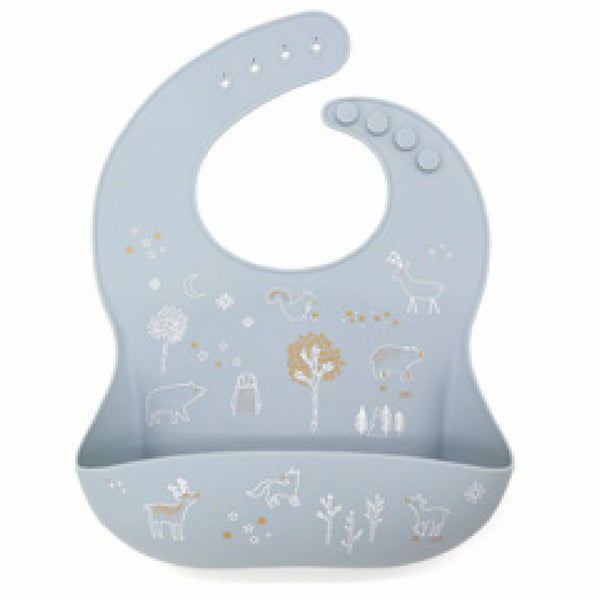 Bavoir silicone animaux de la forêt dusty blue