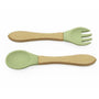 Couverts bois et Silicone olive