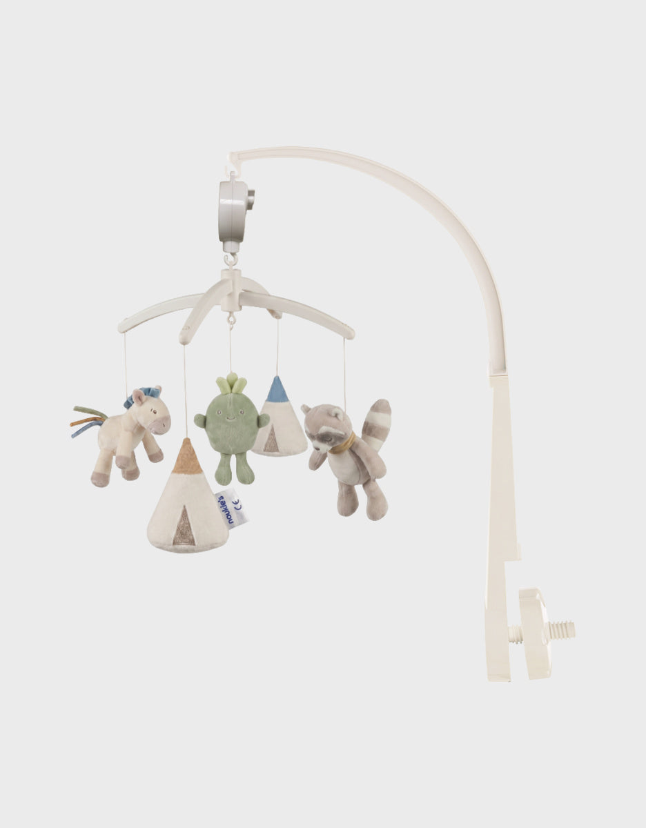 Mobile musical Raku, Lino & Pico avec bras en plastique – Noukie's – Dès la naissance 🎶 NOUKIES